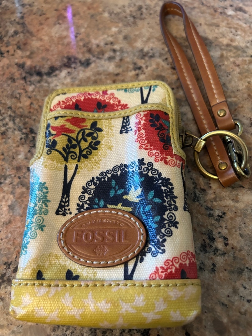 Fossil Multicolor Tree Print Wristlet Key Pouch